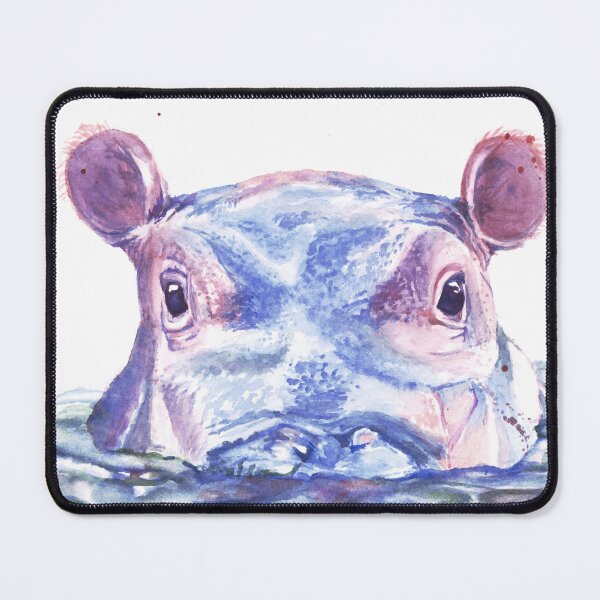 Item preview, Happy Hippo Watercolor Painting designed and sold by Jasanna Czellar.