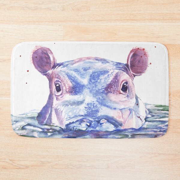Item preview, Happy Hippo Watercolor Painting designed and sold by Jasanna Czellar.