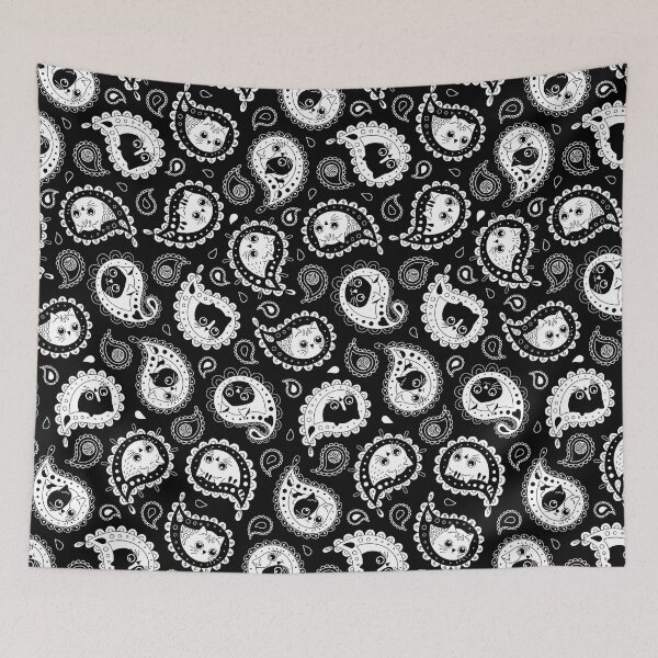 Item preview, Cat Paisley Black and White designed and sold by miavaldez.