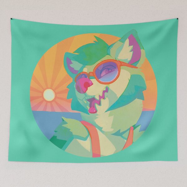 Item preview, beach b!tch (green furry sparkle dog) designed and sold by revioLATE.