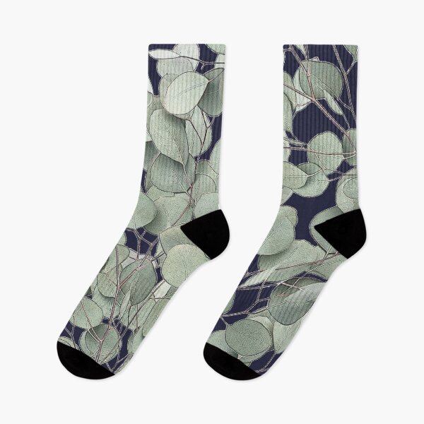 Item preview, Eucalyptus Branches Leaves Pattern with Blue Background designed and sold by Olverh Design Studio.