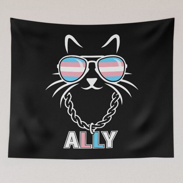 Item preview, Funny Trans Ally Cat LGBT Transgender Pride Flag designed and sold by pixeljamz.