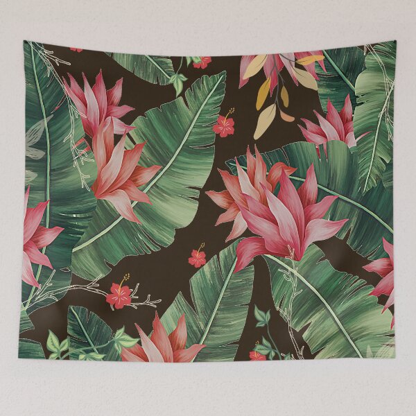 Item preview, Tropical Jungle Leaves and Plants in Colorful Pattern designed and sold by Olverh Design Studio.