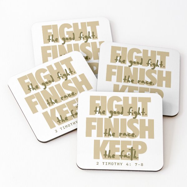 Item preview, Fight the good fight (avocado). Timothy 4:7-8 designed and sold by Cane & Abel Creations ..