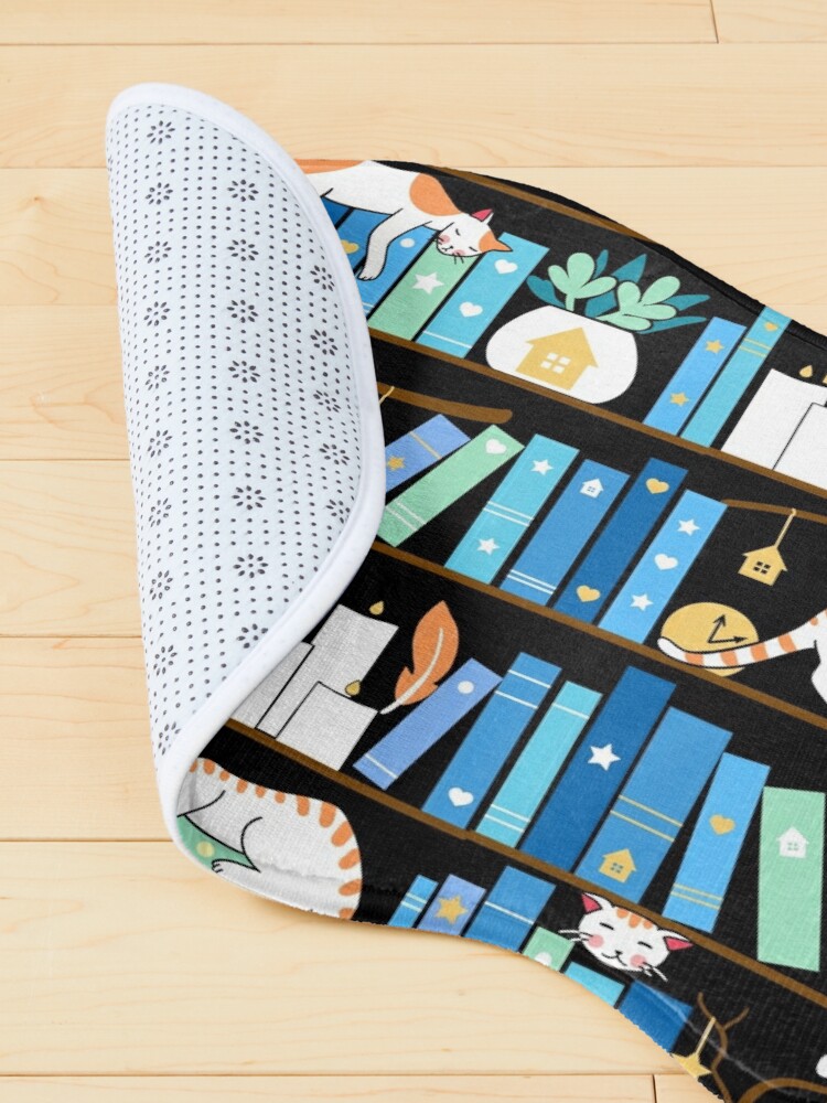 Pet Mat, Library cats - turquoise morning designed and sold by Elena Naylor