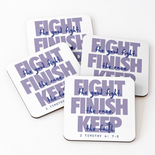 Item preview, Fight the good fight (blueberry). 2 Timothy 4:7-8 designed and sold by Cane & Abel Creations ..