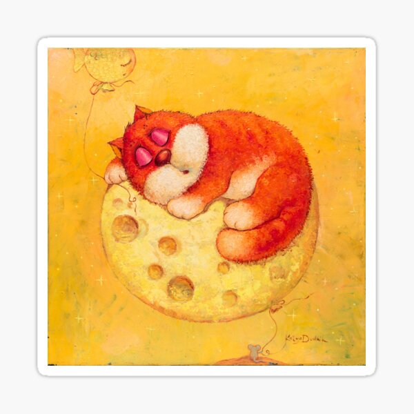 cat on the moon Sticker