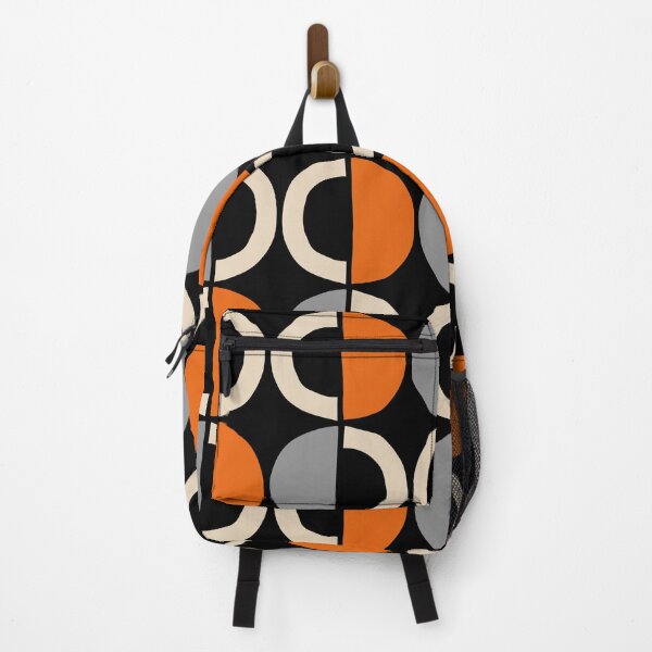 Item preview, Mid Century Modern Half Circle Pattern 348 Black Orange Gray and Beige designed and sold by tonymagnerart.