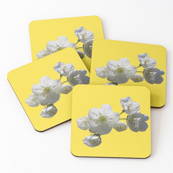 Item preview, cherries in blosssom on buttercup yellow designed and sold by AHELENE.