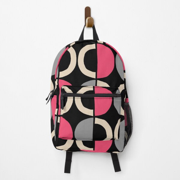 Item preview, Mid Century Modern Half Circle Pattern 348 Black Pink Gray and Beige designed and sold by tonymagnerart.
