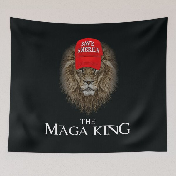 Item preview, MAGA KING Trump 2024 Lion Wearing Save America Hat designed and sold by The Masked Designer.