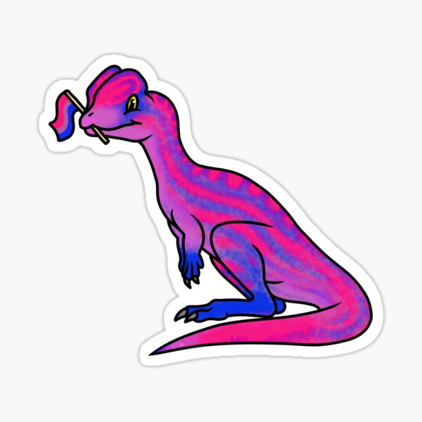 BIlophosaurus Prideosaur - Pride Month Bisexual Flag Dinosaur Sticker