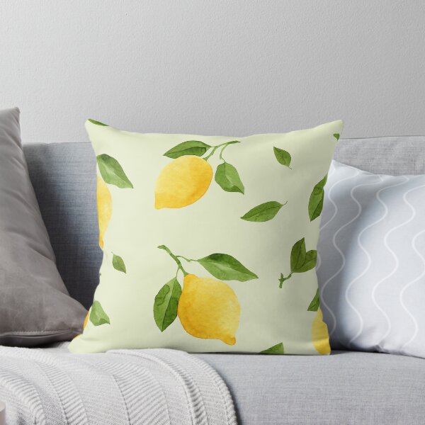 Item preview, Bright yellow watercolor lemons seamless pattern on light green background. designed and sold by helga-wigandt.