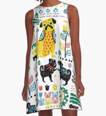 Skandinavische Möpse A-Linien Kleid