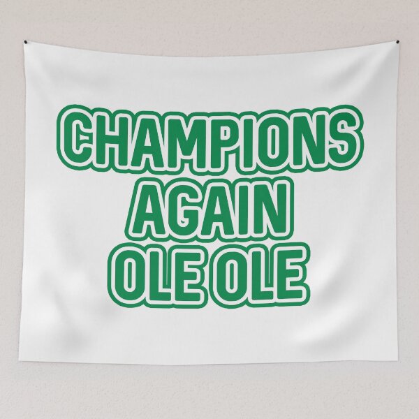 Item preview, CHAMPIONS AGAIN OLE OLE, Glasgow Celtic Football Club Green and White Layered Text Design designed and sold by MacPean.