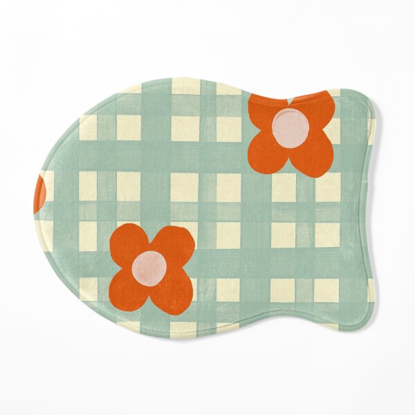 Blue floral gingham pattern Cat Mat