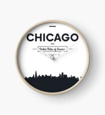 Poster city skyline Chicago Clock