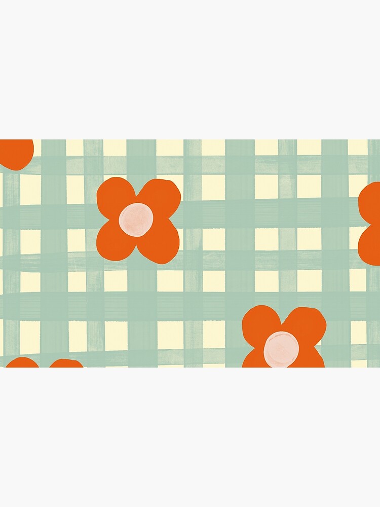 Blue floral gingham pattern by gigi-rosado