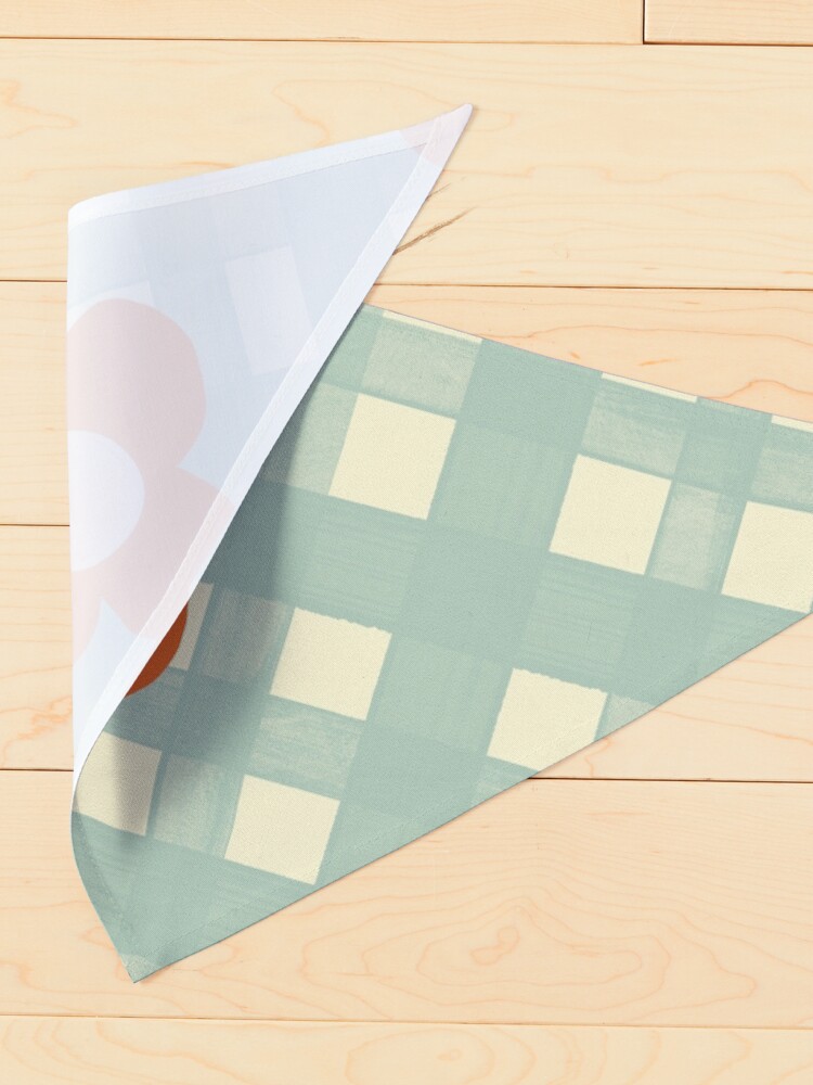 Alternate view of Blue floral gingham pattern Pet Bandana