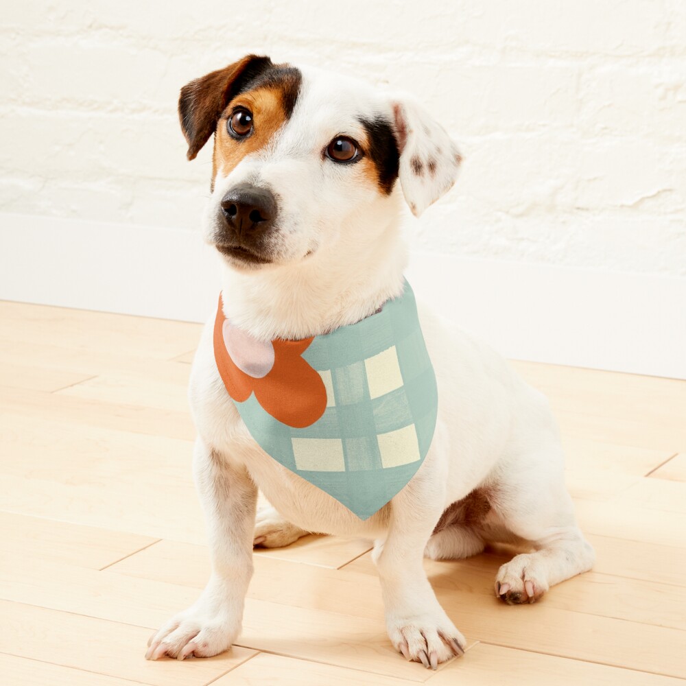 Blue floral gingham pattern Pet Bandana