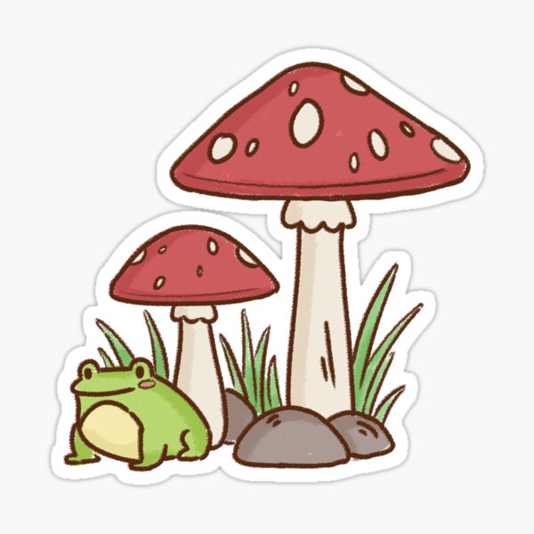 Frog and Mushrooms Sticker