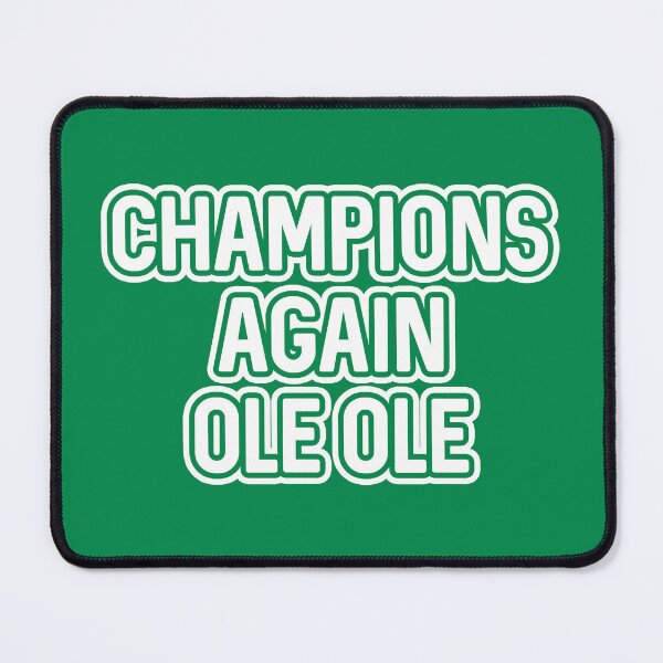 Item preview, CHAMPIONS AGAIN OLE OLE, Glasgow Celtic Football Club White And Green Layered Text Design designed and sold by MacPean.