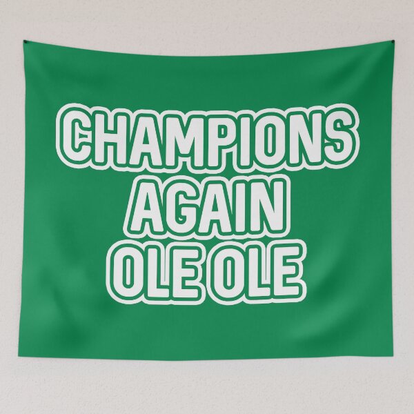Item preview, CHAMPIONS AGAIN OLE OLE, Glasgow Celtic Football Club White And Green  Layered Text Design designed and sold by MacPean.