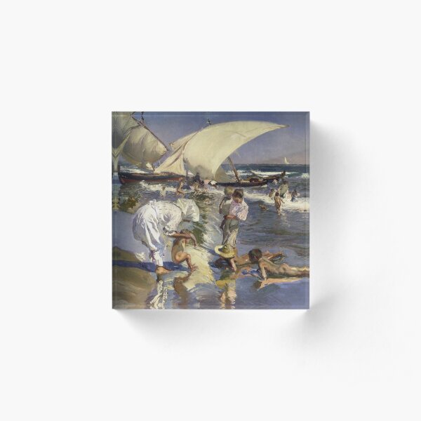 Joaquin Sorolla Y Bastida - Beach Of Valencia By Morning Light Acrylic Block