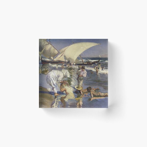 Joaquin Sorolla Y Bastida - Beach Of Valencia By Morning Light Acrylic Block