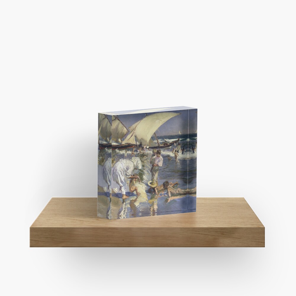 Joaquin Sorolla Y Bastida - Beach Of Valencia By Morning Light Acrylic Block