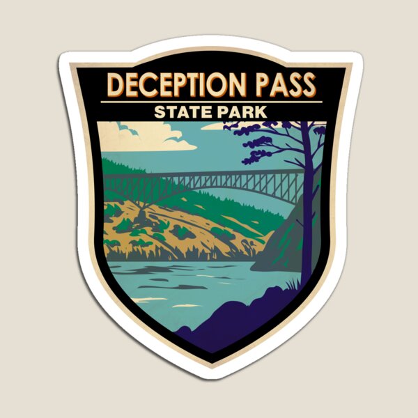 Artikel-Vorschau von Deception Pass State Park Brücke Washington Abzeichen, designt und verkauft von KrisSidDesigns.