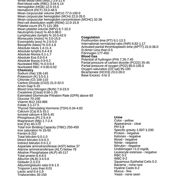 Artwork thumbnail, Normal Lab Values Ranges Chart by Caregiverology
