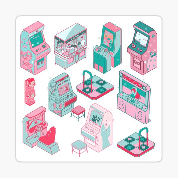 Arcade Games - White Sticker