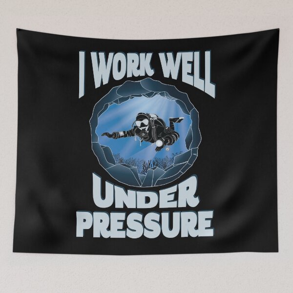 Item preview, I Work Well Under Pressure - Underwater Cave Scuba Diver designed and sold by TheInkElephant.