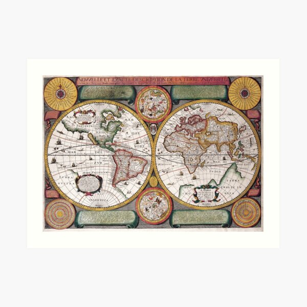 "Antique Vintage Maps Of The World ATLAS" Art Print For Sale By ...