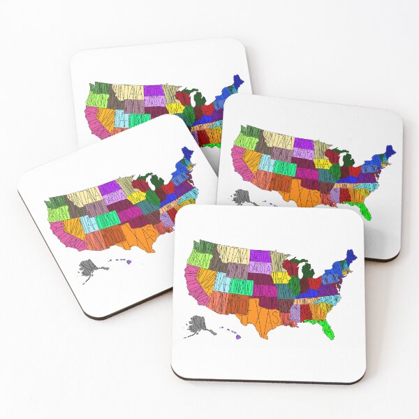 Item preview, US map with state names designed and sold by KTdoodle.