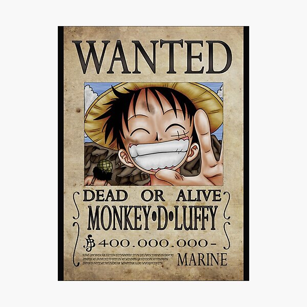 WANTED Luffy Manga classique Impression photo