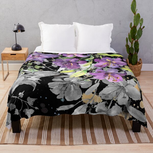 Item preview, Watercolor Purple Floral Splash Pattern designed and sold by HappyLifeCreate.
