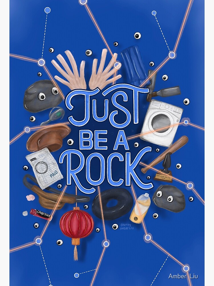 "Just Be A Rock Everything Everywhere All At Once Illustration Quote Movie Art Laundry and Taxes