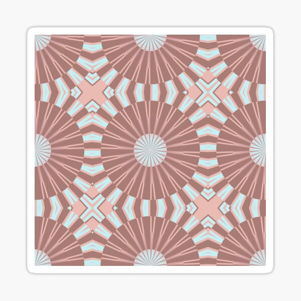 Large Retro Flowers Beige Brown Mint on Nude Pink Sticker