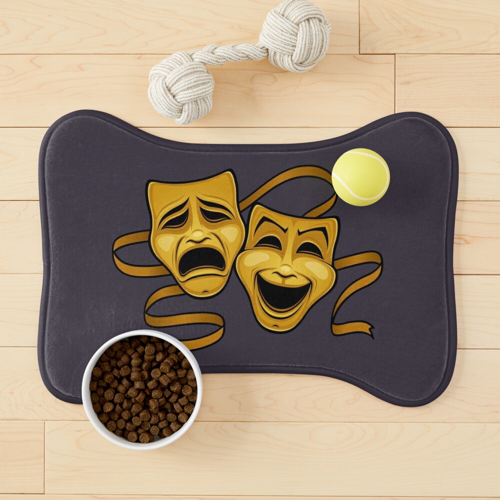 Golden comedy and tragedy masks on patterned leather Canvas Wall