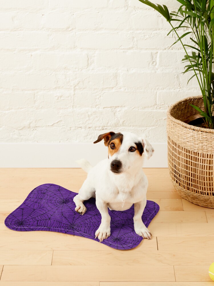 Alternate view of Spider web pattern - purple and black - Halloween pattern by Cecca Designs Pet Mat