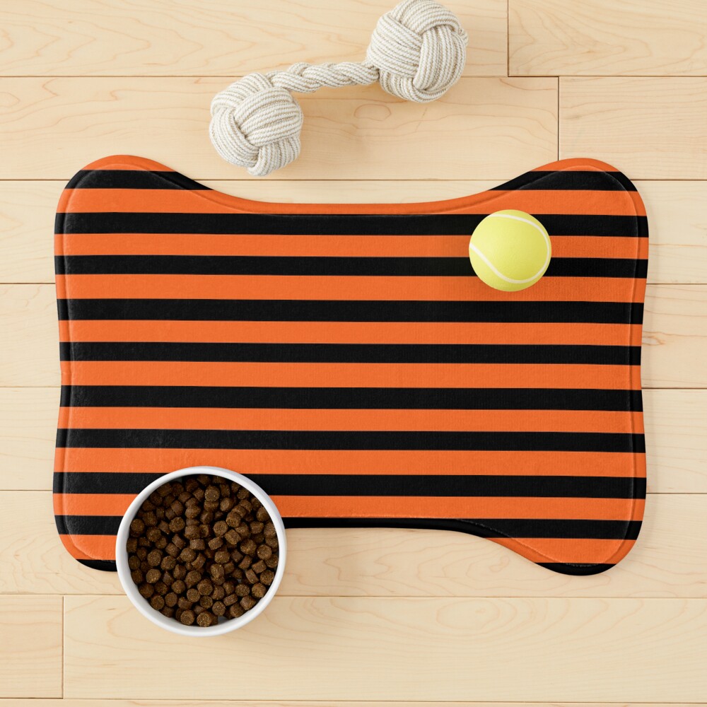 Halloween Stripes - Black and Orange - Classic striped pattern by Cecca Designs Pet Mat