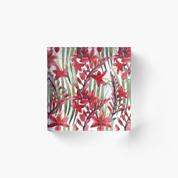 Watercolor crocosmia Acrylic Block