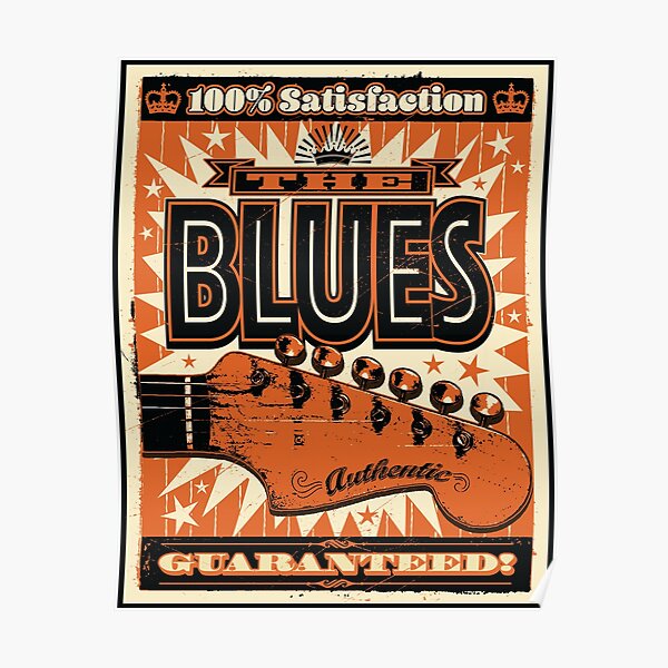 Bold Retro Style Blues Poster Poster