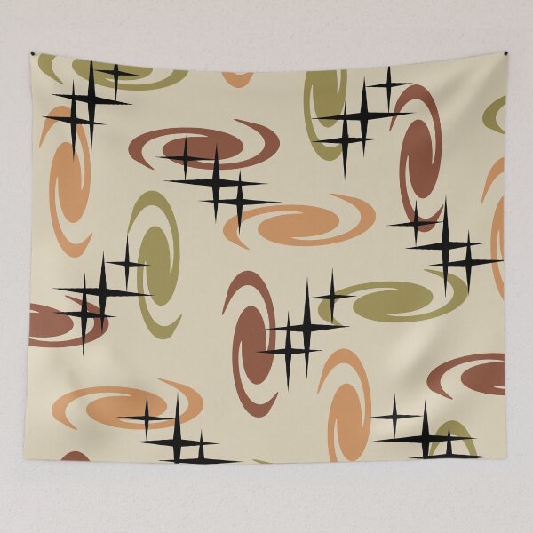 Artikelvorschau, Retro Atomic Age Swirls Stars Pattern Mehrfarbig 1 entworfen und verkauft von thepixelgarden.