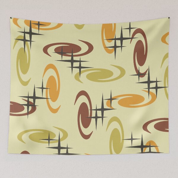 Artikelvorschau, Retro Atomic Age Swirls Stars Pattern Mehrfarbig 2 entworfen und verkauft von thepixelgarden.