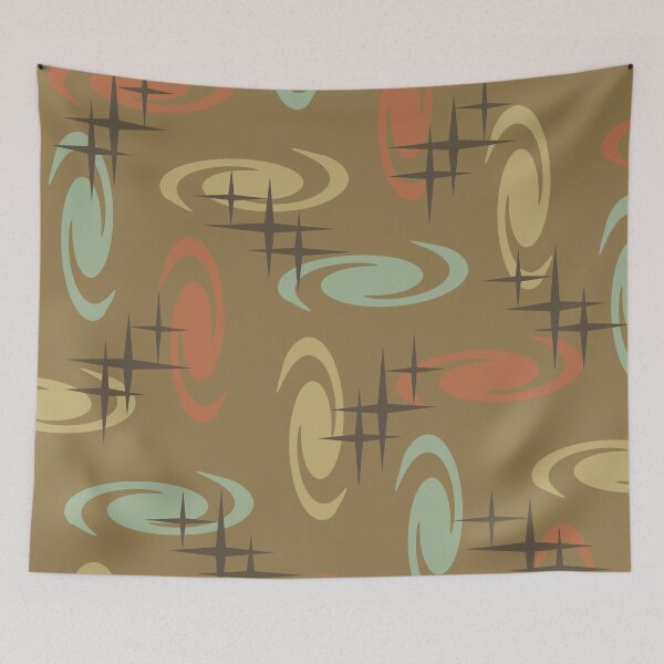 Artikelvorschau, Retro Atomic Age Swirls Stars Pattern Mehrfarbig 3 entworfen und verkauft von thepixelgarden.