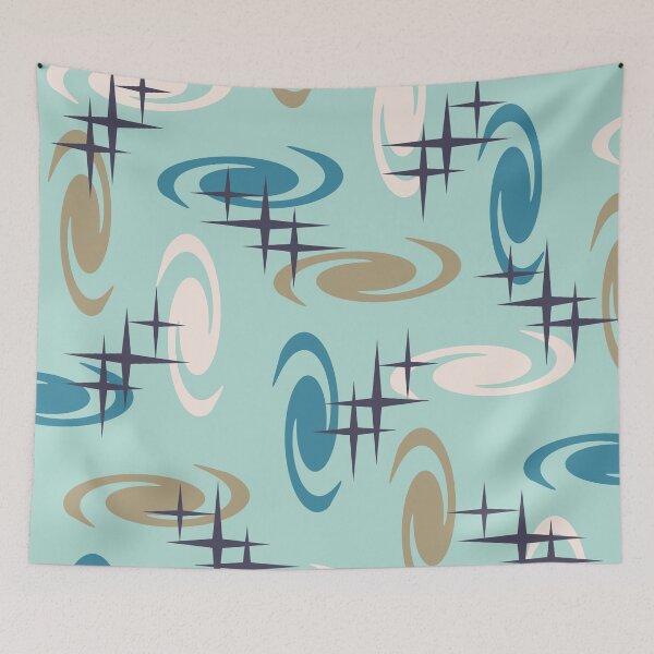 Artikelvorschau, Retro Atomic Age Swirls Stars Pattern Mehrfarbig 6 entworfen und verkauft von thepixelgarden.