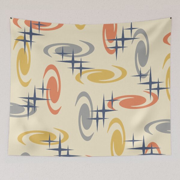 Artikelvorschau, Retro Atomic Age Swirls Stars Pattern Mehrfarbig 10 entworfen und verkauft von thepixelgarden.